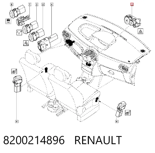 Boton de luz de emergencía 8200214896 Renault (RVI)