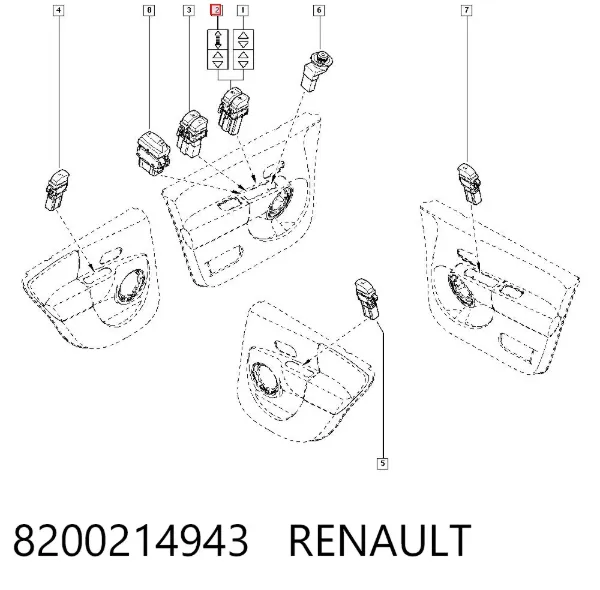 Interruptor de elevalunas delantera izquierda 8200214943 Renault (RVI)