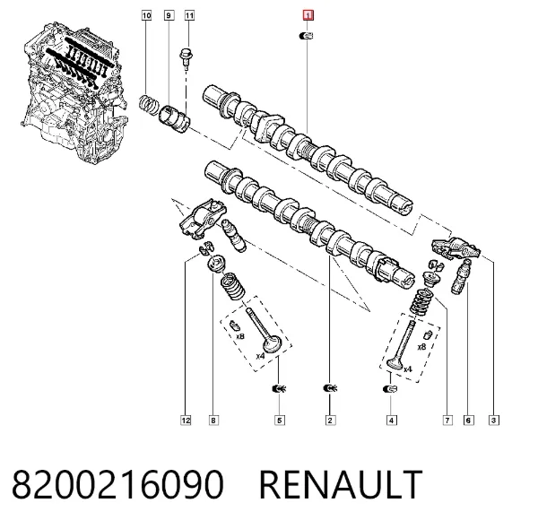 Árbol de levas de escape 8200216090 Renault (RVI)