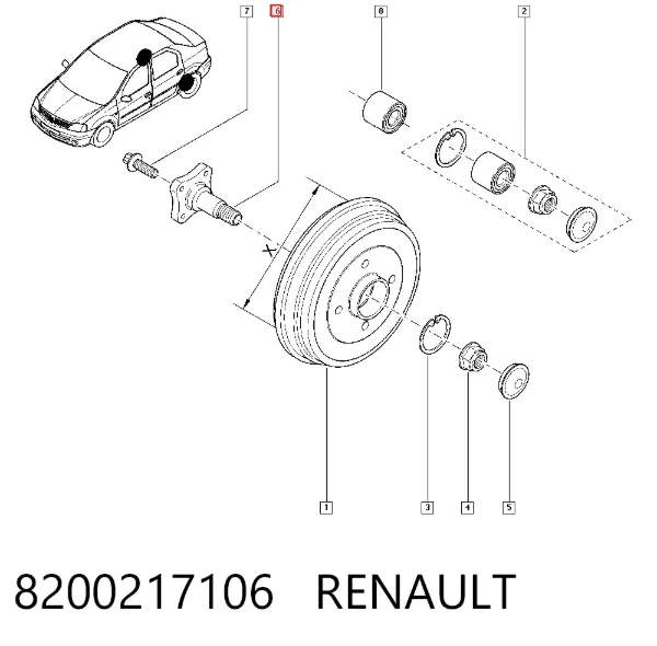 Mangueta trasera 8200217106 Renault (RVI)