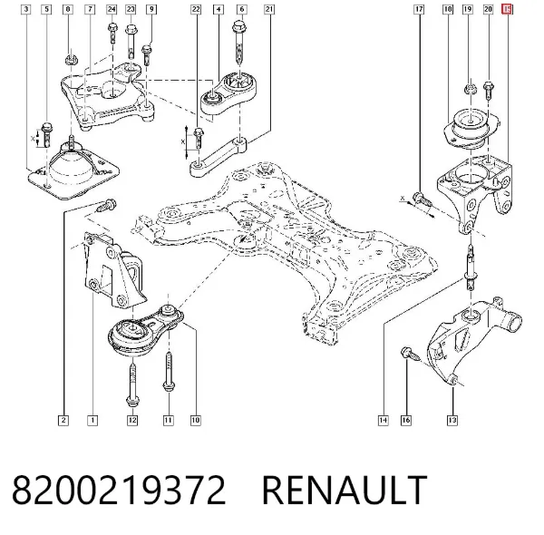 Soporte de cojín de la caja de cambios 8200219372 Renault (RVI)