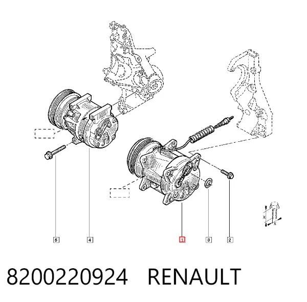 Compresor de aire acondicionado 8200220924 Renault (RVI)