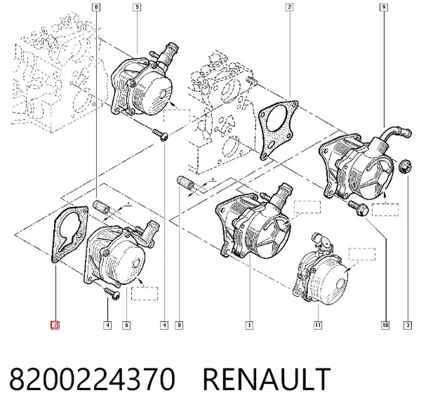Junta de la bomba de vacío 8200224370 Renault (RVI)