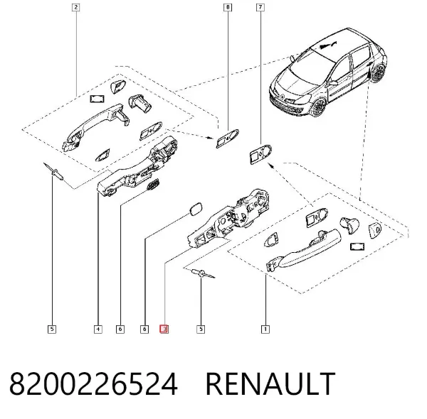 Soporte de manija exterior de puertas izquierdas 8200226524 Renault (RVI)
