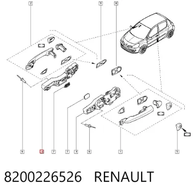 Manija interior derecha de puerta corrediza RENAULT 8200226526