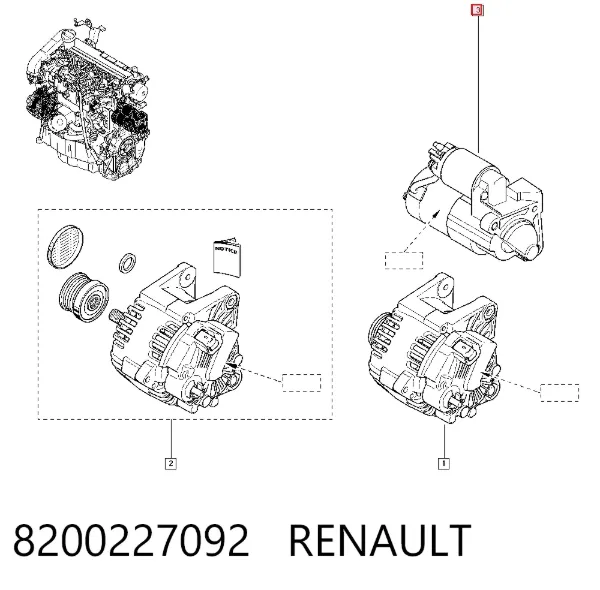 Motor de arranque 8200227092 Renault (RVI)