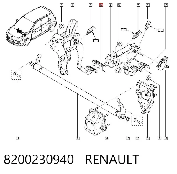 Cubierta de pedal de freno 8200230940 Renault (RVI)