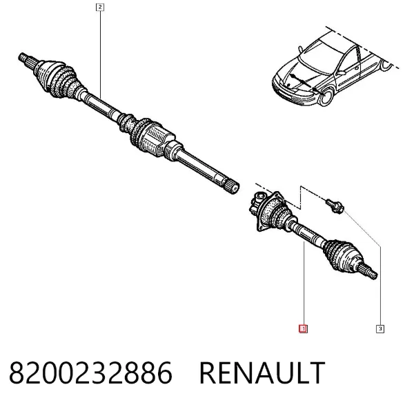 Semieje delantero izquierdo 8200232886 Renault (RVI)