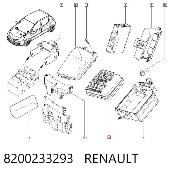 Caja de fusibles 8200233293 Renault (RVI)