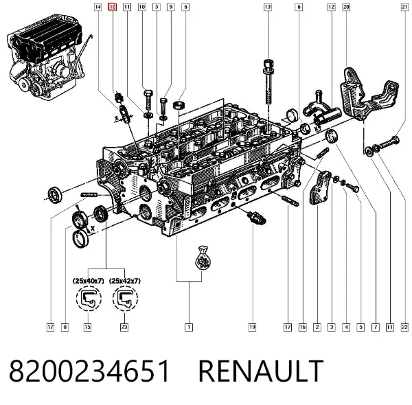 Retenes de válvulas 8200234651 Renault (RVI)