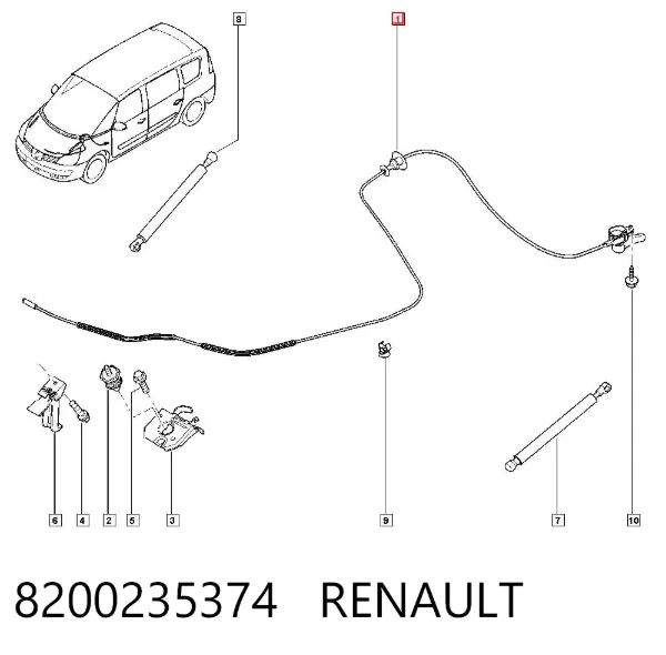 Cable de capó del motor Renault Espace IV