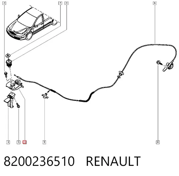 Cerradura de capó 8200236510 Renault (RVI)