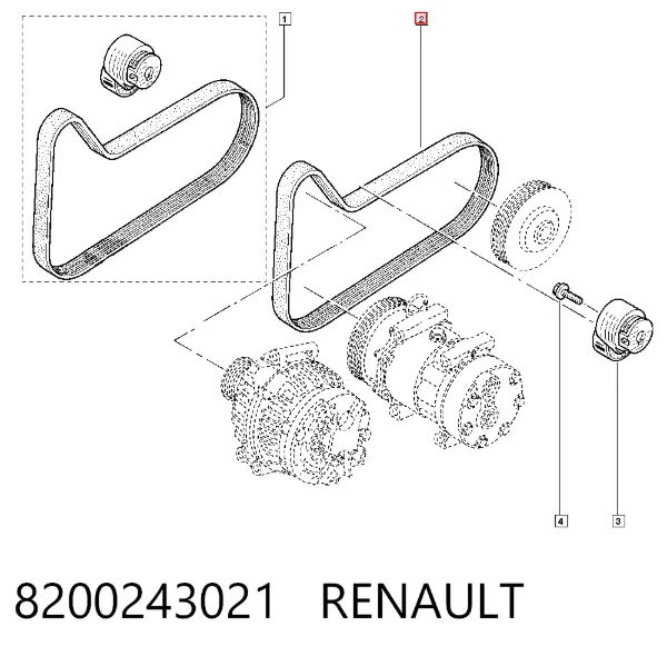 Correa de alternador 8200243021 Renault (RVI)