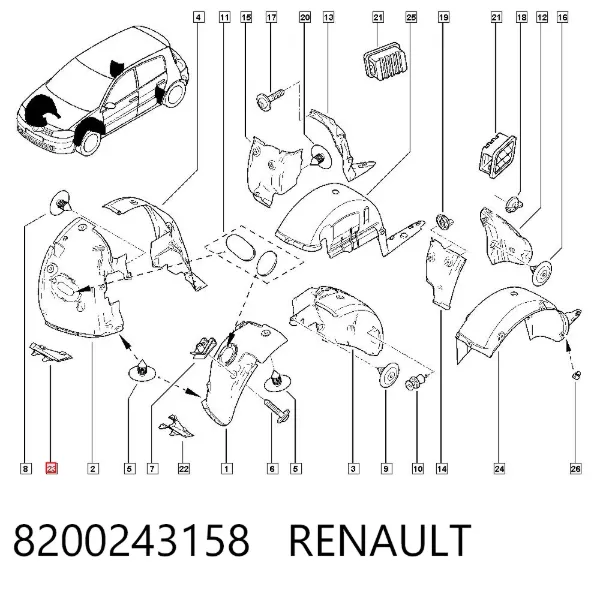 Faldilla derecha del parachoques delantero 8200243158 Renault (RVI)