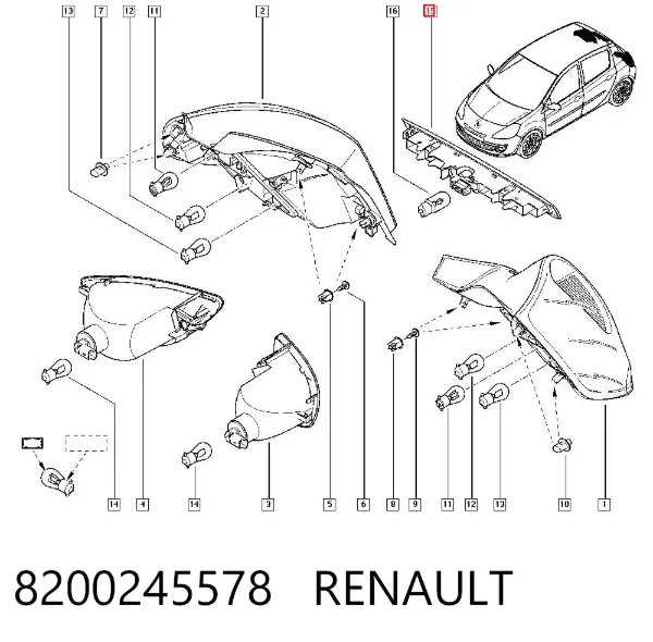 Tercera luz de freno 8200245578 Renault (RVI)