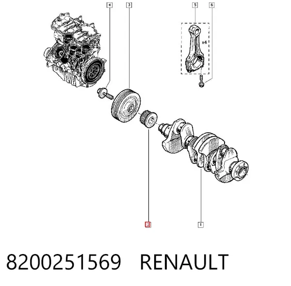 Piñón del cigüeñal 8200251569 Renault (RVI)