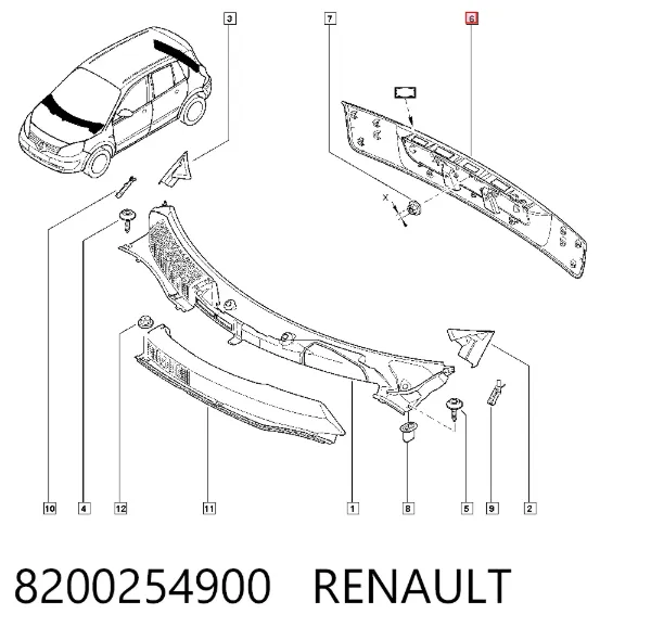 Moldura de maletero 8200254900 Renault (RVI)