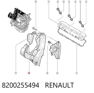 Cubierta de correa de distribución RENAULT 8200255494