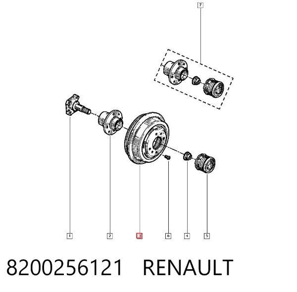 Tambor de freno trasero 8200256121 Renault (RVI)