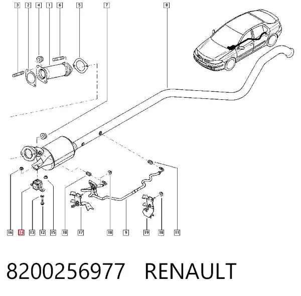 Soporte escape 8200256977 Renault (RVI)