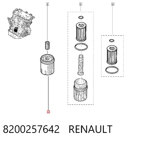 Filtro de aceite 8200257642 Renault (RVI)
