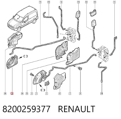 Manija interior de puerta delantera derecha RENAULT 8200259377