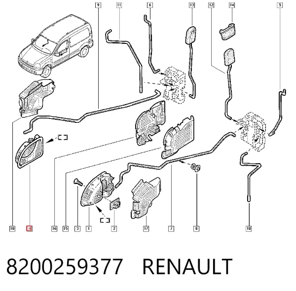 Manija interior de puerta delantera derecha 8200259377 Renault (RVI)