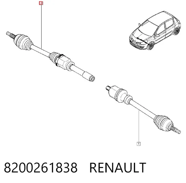 Semieje delantero derecho 8200261838 Renault (RVI)