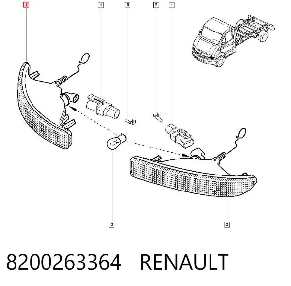 Piloto intermitente derecho 8200263364 Renault (RVI)