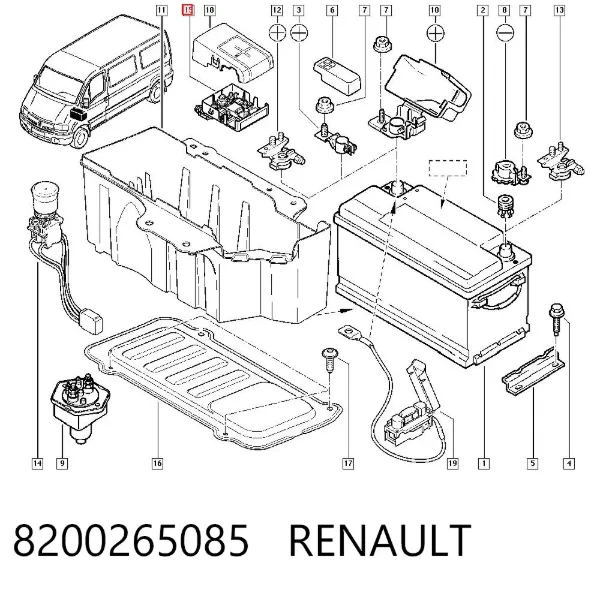Tapa de terminal de batería 8200265085 Renault (RVI)