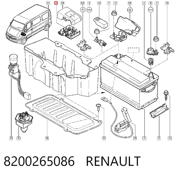 Tapa de terminal de batería 8200265086 Renault (RVI)