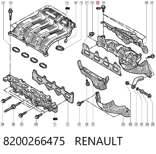 Colector de escape 8200266475 Renault (RVI)
