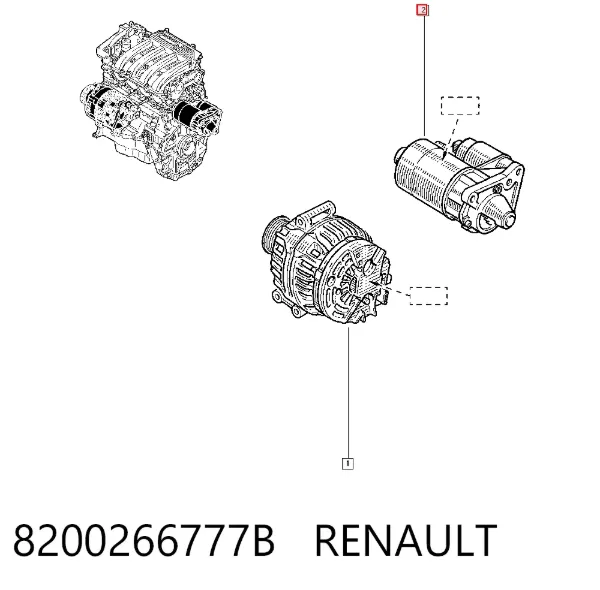 Motor de arranque 8200266777B Renault (RVI)