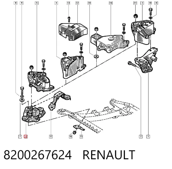 Soporte de motor derecho 8200267624 Renault (RVI)