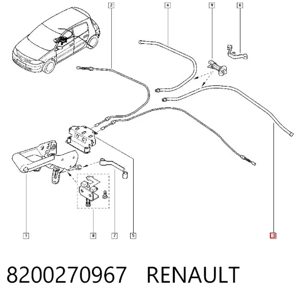 Guía del cable del freno de mano 8200270967 Renault (RVI)