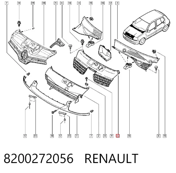 Parrilla 8200272056 Renault (RVI)
