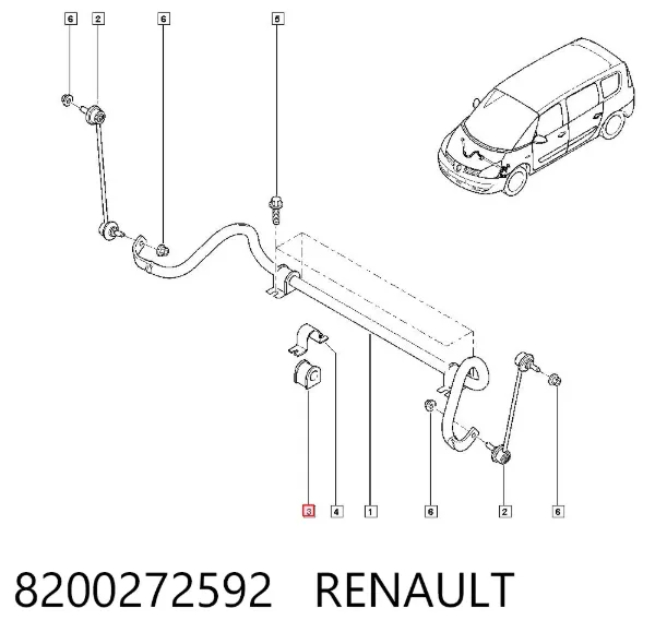 Buje de barra estabilizadora delantera 8200272592 Renault (RVI)