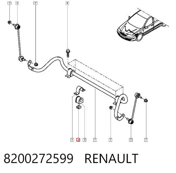 Espaciador de buje estabilizador 8200272599 Renault (RVI)