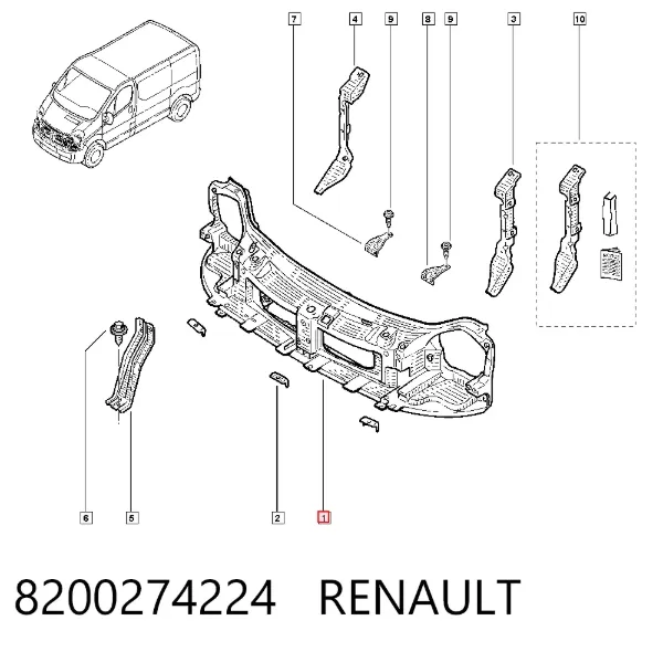 Soporte de radiador 8200274224 Renault (RVI)