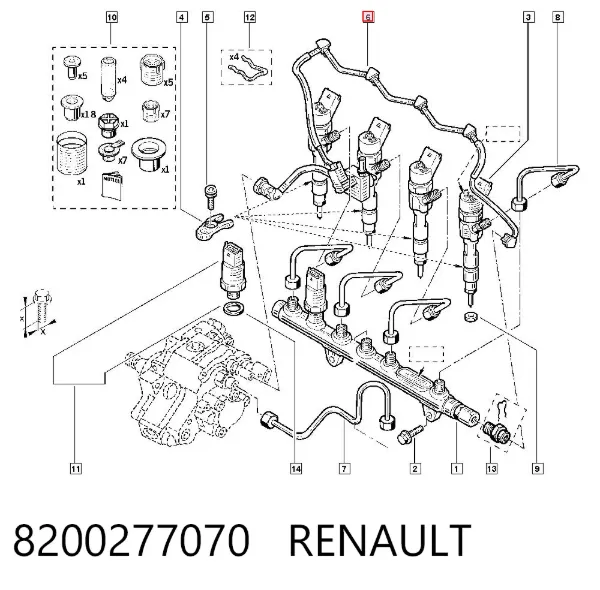 Tubería de retorno de combustible de los inyectores 8200277070 Renault (RVI)