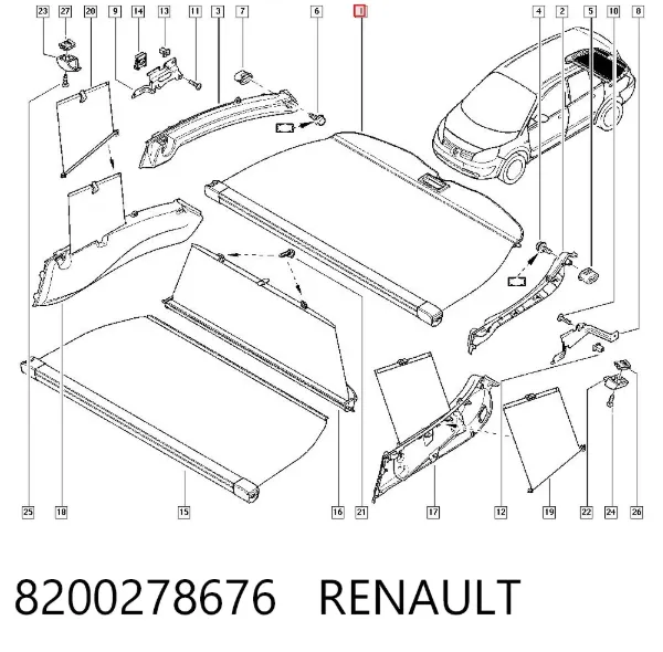 Cortina del compartimento de equipaje 8200278676 Renault (RVI)
