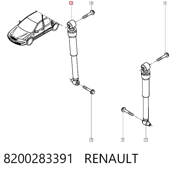 Amortiguador trasero 8200283391 Renault (RVI)