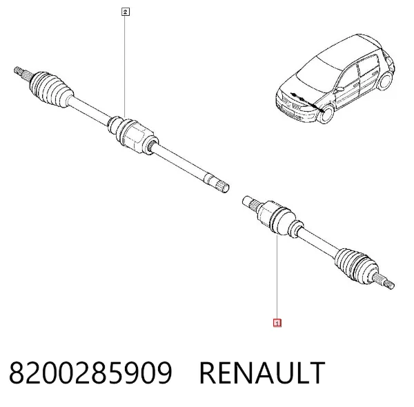 Semieje delantero izquierdo 8200285909 Renault (RVI)