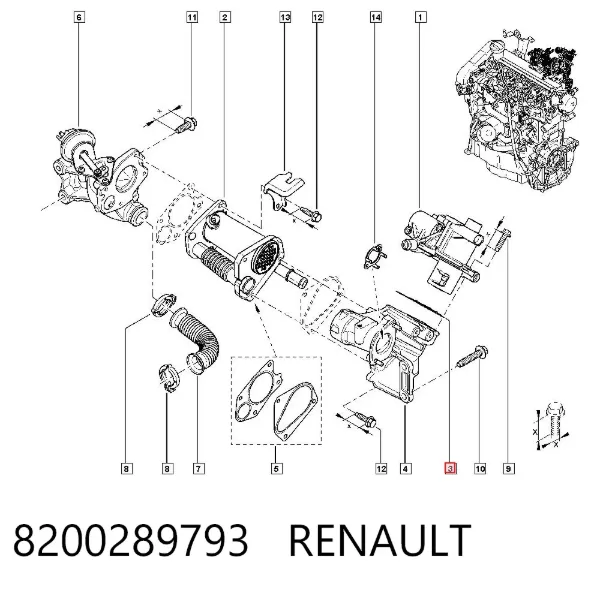 Junta de válvula EGR 8200289793 Renault (RVI)