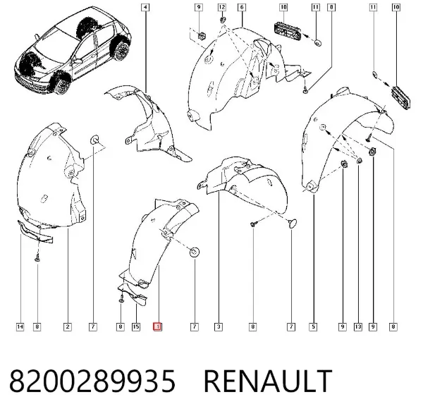 Guardalodos delantero izquierdo 8200289935 Renault (RVI)