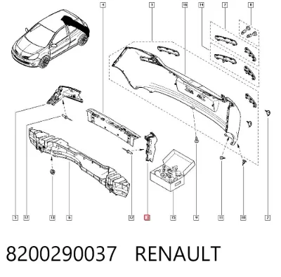 Soporte de parachoques trasero izquierdo RENAULT 8200290037