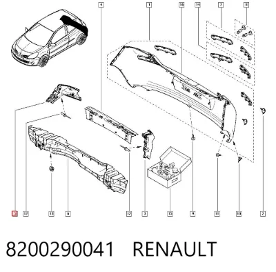 Soporte del parachoques trasero derecho RENAULT 8200290041