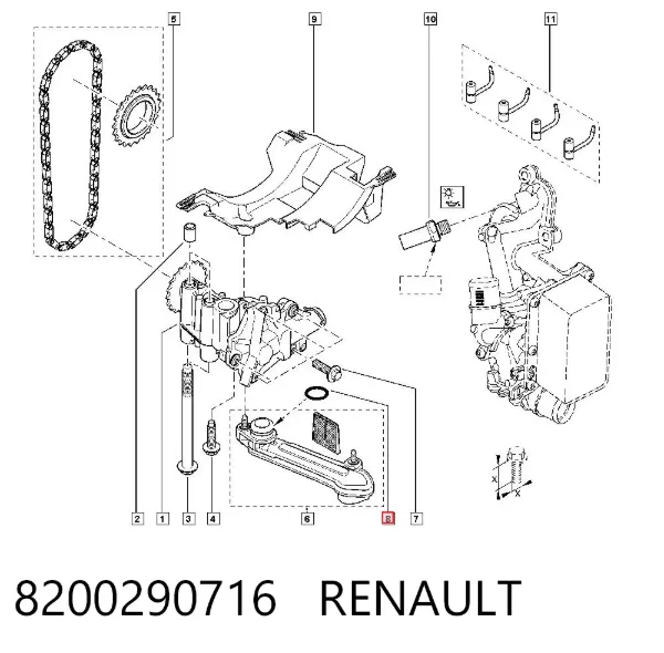 Junta del tubo de aspiración de aceite 8200290716 Renault (RVI)