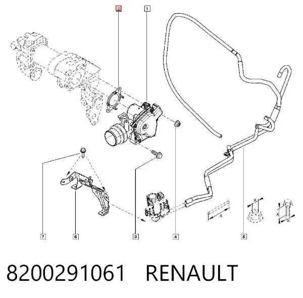 Junta de tubería EGR a la culata 8200291061 Renault (RVI)