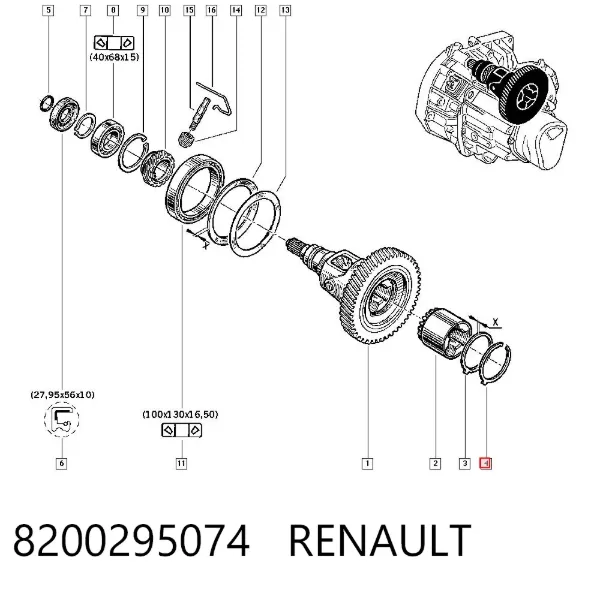 Anillo de retén del sincronizador 8200295074 Renault (RVI)